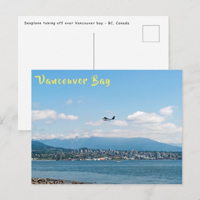 Carte Postale hydravion au décollage de la baie de Vancouver (Devant / Derrière)