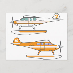 Carte Postale Hydroplane. Avion flottant. vecteur