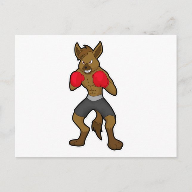 Carte Postale Hyena à la boxe avec gants de boxe (Devant)