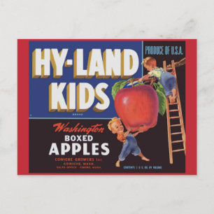 Carte Postale Hyland Kids Washington Apples étiquette des années