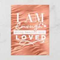 Carte postale I Am Enough Peach Sparkle Tiger Prin