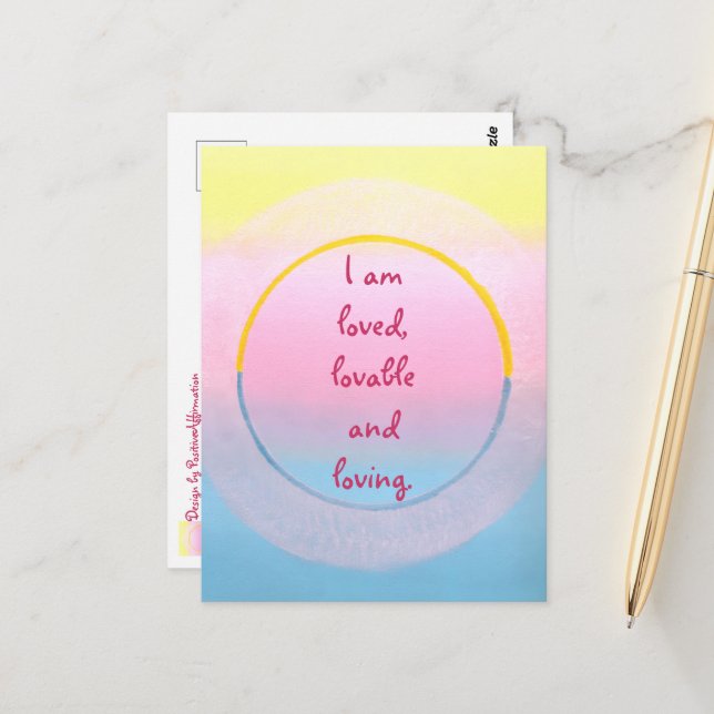 Carte Postale I am loved lovable and loving affirmation postcard (Devant/Arrière en situation)