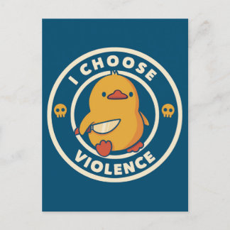 Carte Postale I Choose Violence Meme Duck Chick Chicken Gore
