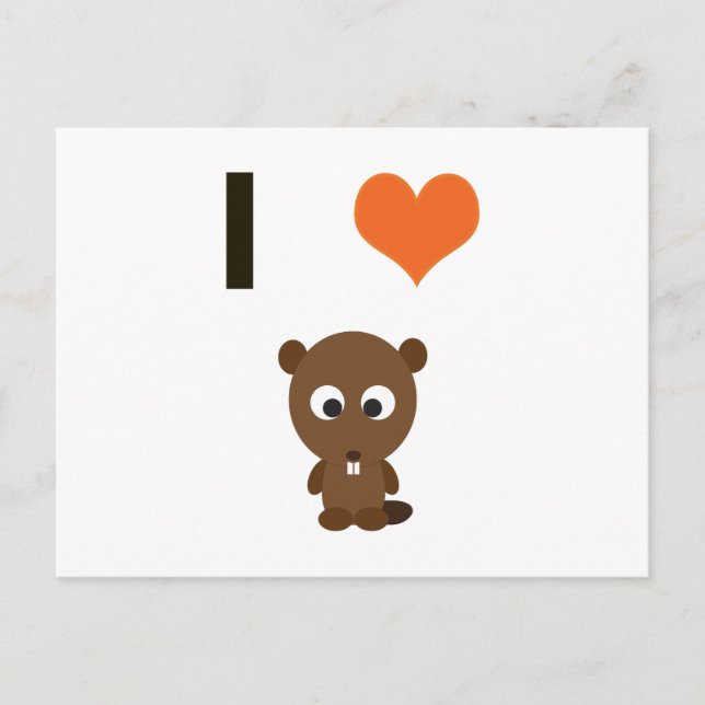 Carte Postale I coeur (amour) Castors (Devant)