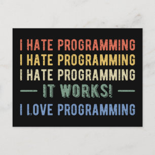 Carte Postale I Hate Programmation - Drôle Programmeur I