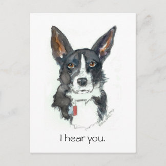 Carte Postale “I HEAR YOU!" Big Ears Dog painting postcard