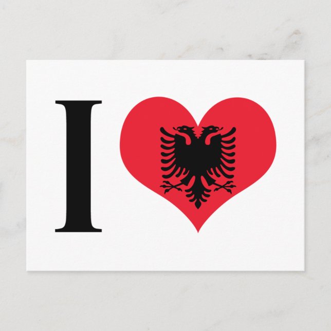 Carte Postale I Heart Albanie - I Love Albanie - Drapeau albanai (Devant)