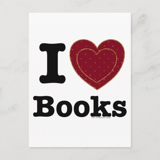 Carte Postale I Heart Books - I Love Books! (Coeur double) (Devant)