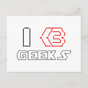 Carte Postale I Heart Geek ASCII ART