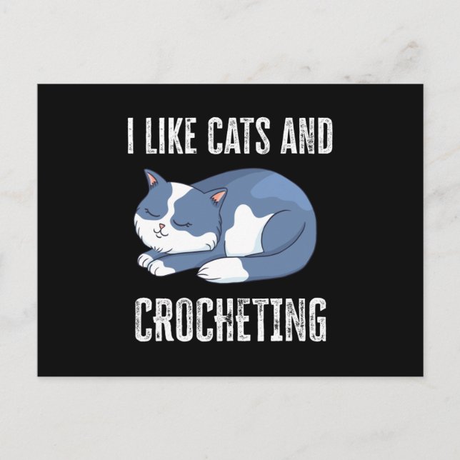 Carte Postale I like Cats and Crocheting Gift (Devant)