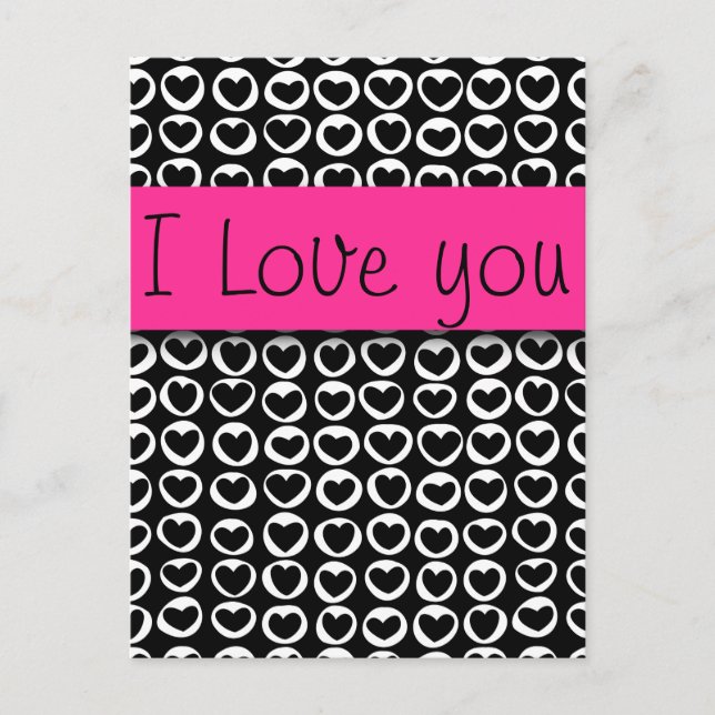 Carte Postale I Lote mignonne Girly Coeurs noir et blanc (Devant)