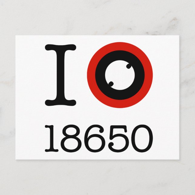 Carte Postale I Love 18650 Batteries Li-Ion (Devant)
