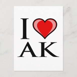 Carte Postale I Love AK - I Love Alaska