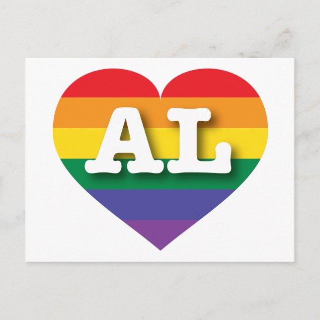 Carte Postale I Love Alabama Rainbow Heart (Devant)