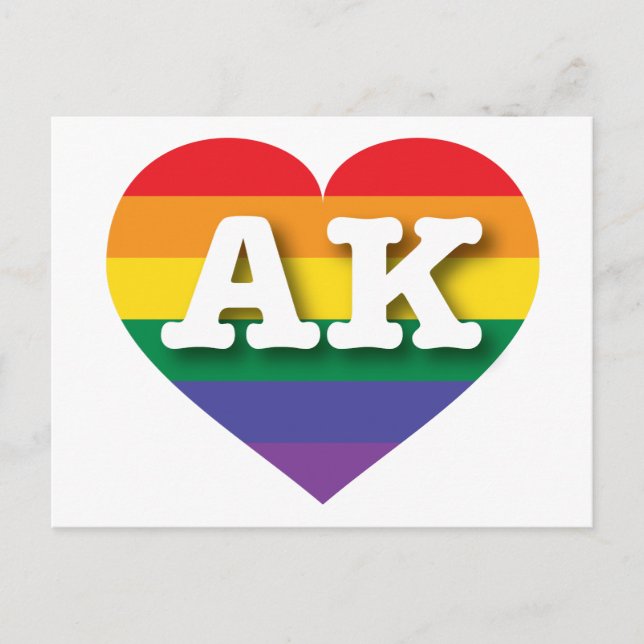 Carte Postale I Love Alaska Rainbow Heart (Devant)