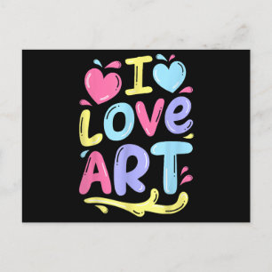 Carte Postale I Love Art, Peintre Artiste Peinture colorée Cadea