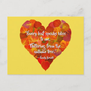 Carte Postale I Love Automne—Rouge Aspen Leaf Heart 1, Citation