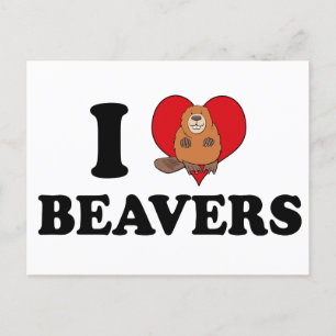 Carte Postale I Love Beavers Funny