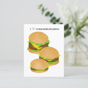 Carte Postale I Love Cheeseburgers