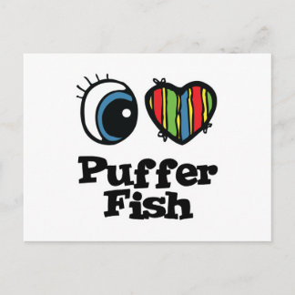 Carte Postale I Love (Coeur) Puffer Fish