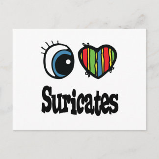 Carte Postale I Love (Coeur) Suricates