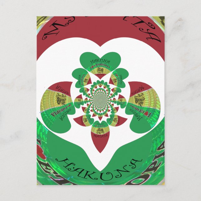 Carte Postale I Love Ethiopia Kaleidoscope - Heartfeel Rasta Art (Devant)