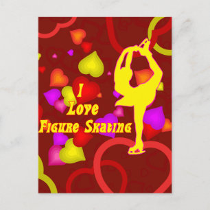 Carte Postale I Love Figure Skating Retro
