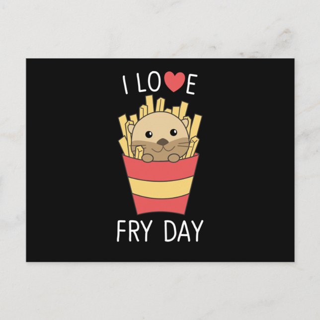 Carte Postale I Love Fry Day Funny Otter French Fries Vendredi (Devant)