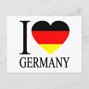 Carte Postale I Love Germany German Flag Heart