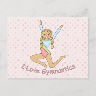 Carte Postale I Love Gymnastique Blonde