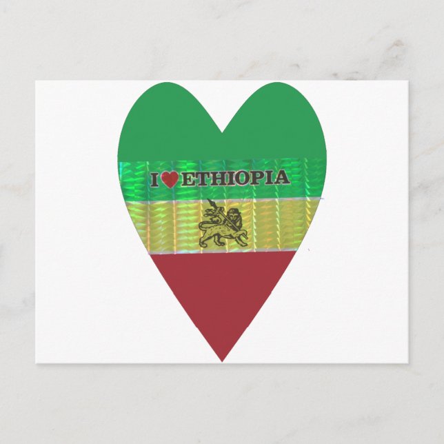 Carte Postale I Love Heart Ethiopie : Drapeau Art Motif (Devant)