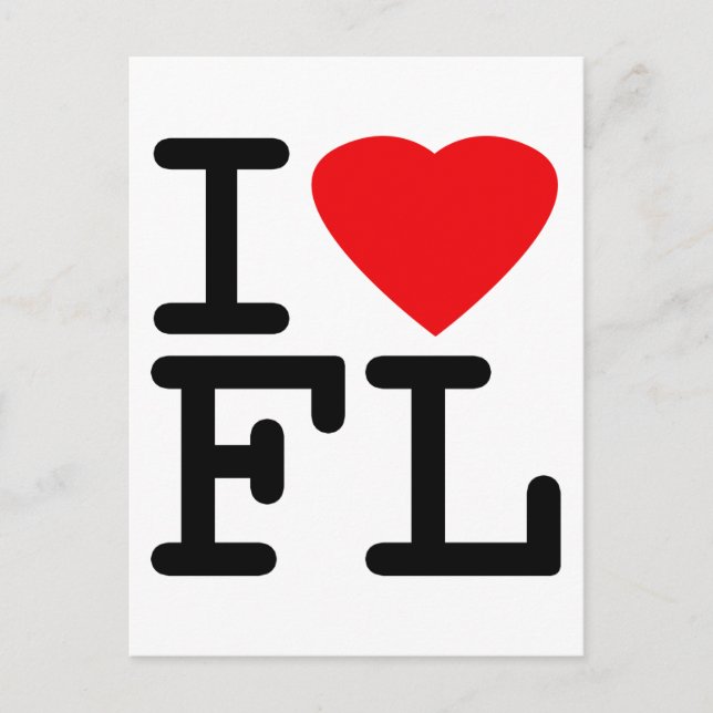 Carte Postale I Love Heart Florida (Devant)