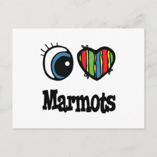 Carte Postale I Love (Heart Marmottes)
