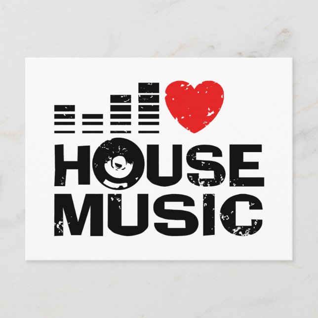 Carte Postale I Love House Music (Devant)
