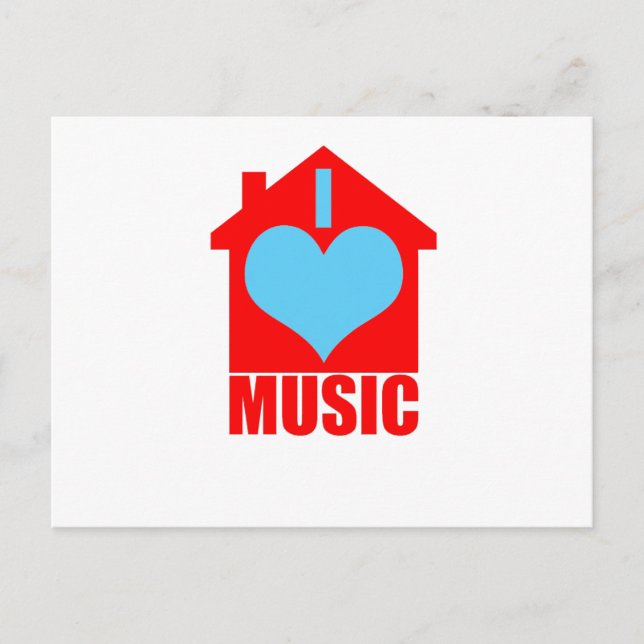 Carte Postale I Love House Music - Heart House (Devant)