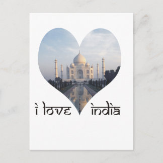 Carte Postale I Love India with Taj Mahal