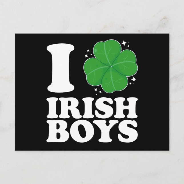 Carte Postale I Love Irish Boys Shamrock Heart St Patrick's Day (Devant)