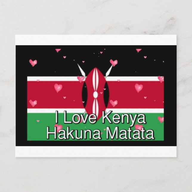Carte Postale I Love Kenya et "Hakuna Matata" Art Print (Devant)