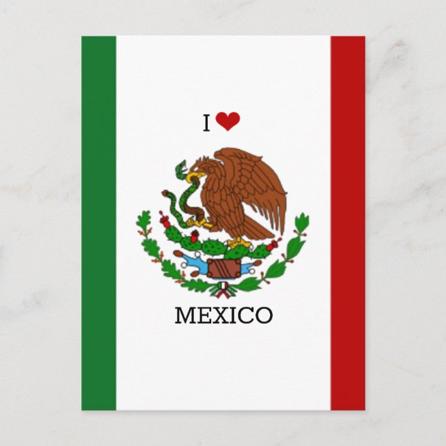 Carte Postale i love mexico - mexican flag, (Devant)