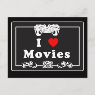 Carte Postale I Love Movies avec Silent Movie Flair