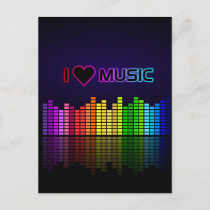 Carte Postale I Love Music with Equilizer