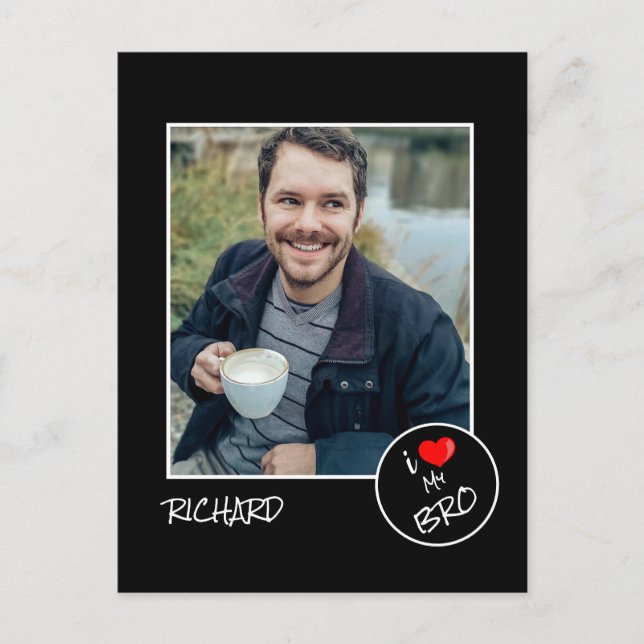 Carte Postale I Love My Bro, Custom Photo - Personnalisé (Devant)