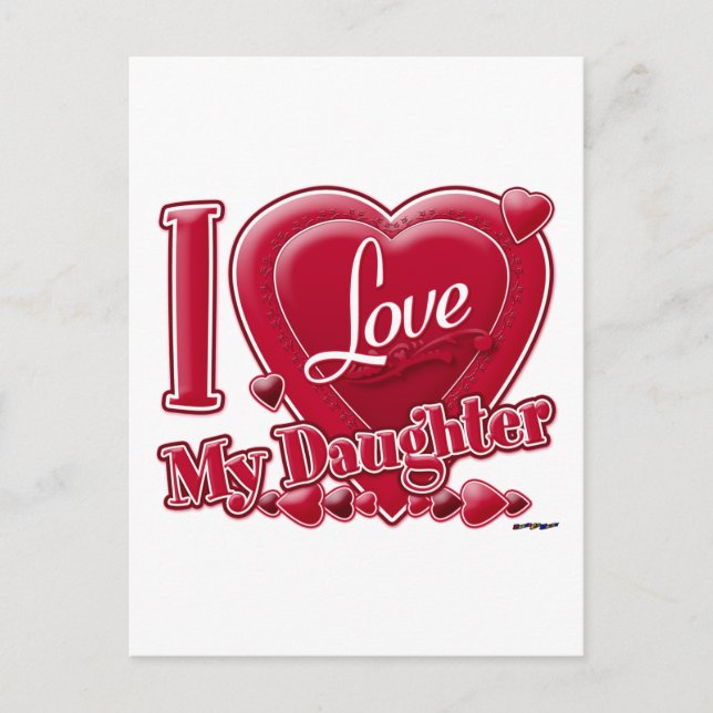 Carte Postale I Love My Daughter rouge - coeur (Devant)