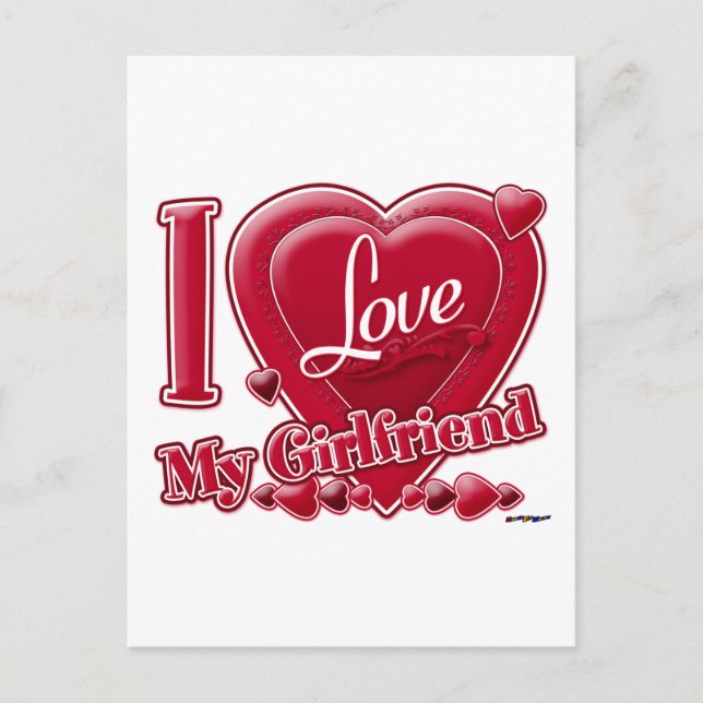 Carte Postale I Love My Girlfriend rouge - coeur (Devant)