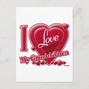 Carte Postale I Love My Grandchildren coeur rouge