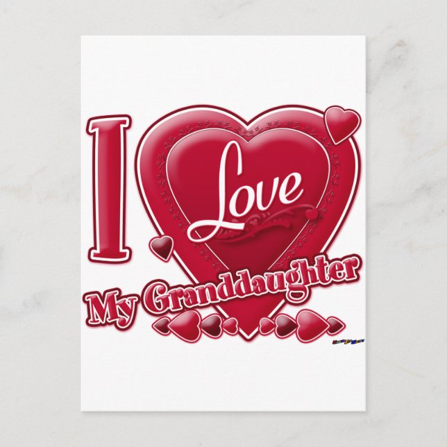 Carte Postale I Love My Grandgirl red - coeur (Devant)