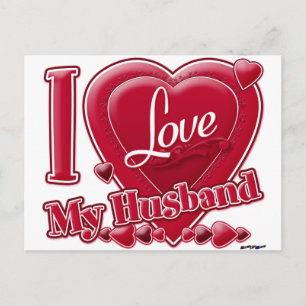 Carte Postale I Love My Husband rouge - coeur