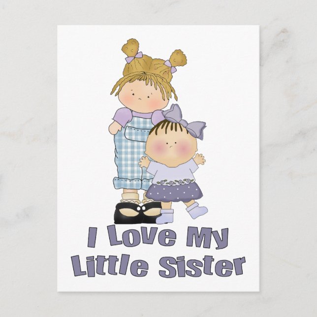Carte Postale I Love My LItle SIster Girls 2 (Devant)