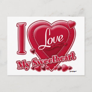 Carte Postale I Love My Sweetheart rouge - coeur