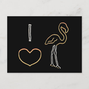 Carte postale I Love Neon Flamants roses